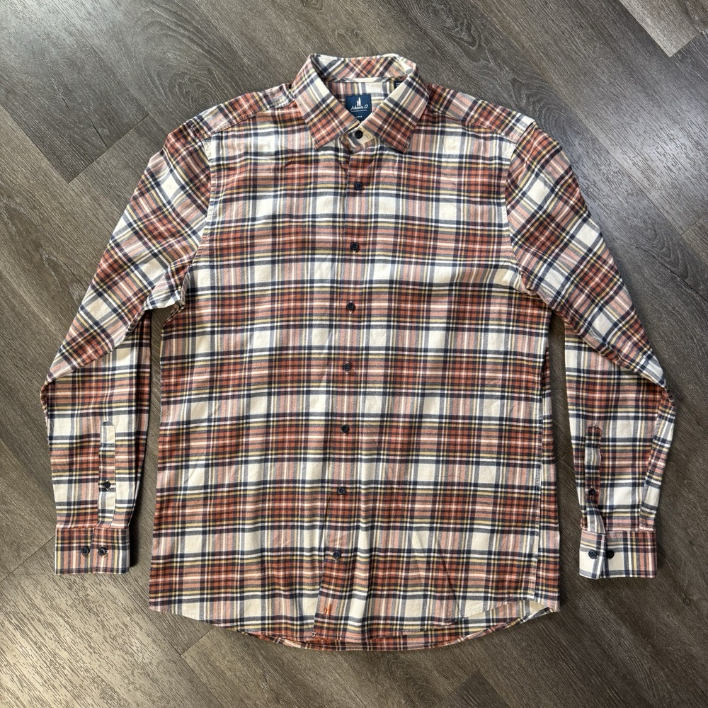 Johnnie-O Knick Performance Men's Large Flannel Button-Down Shirt Pumpkin